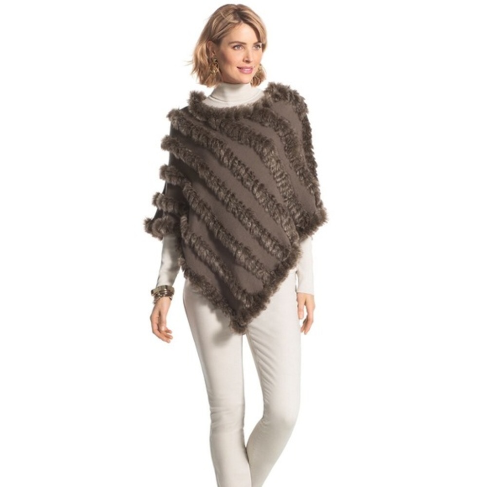Chico's Ivana Faux -Fur Poncho S/M